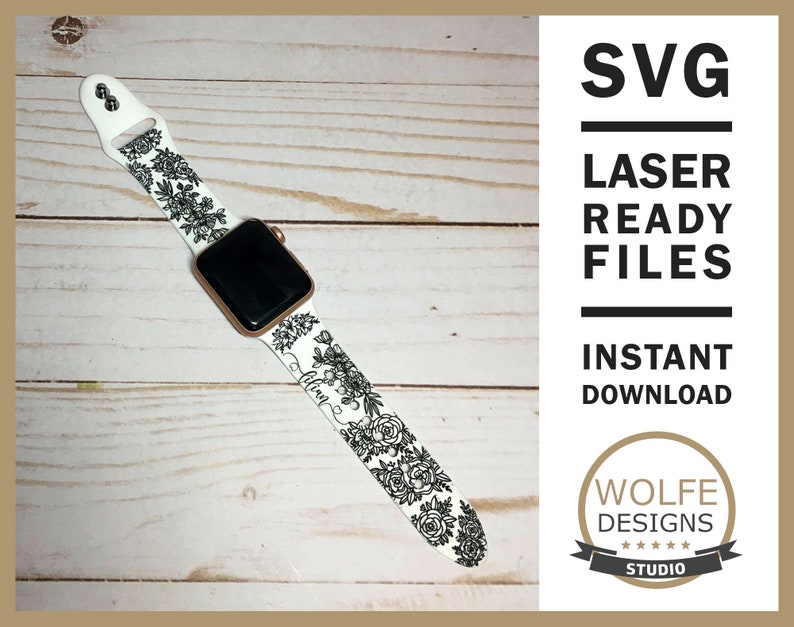Apple Watch Band Floral Engraving Pattern SVG Vector DIGITAL File Laser Etsy