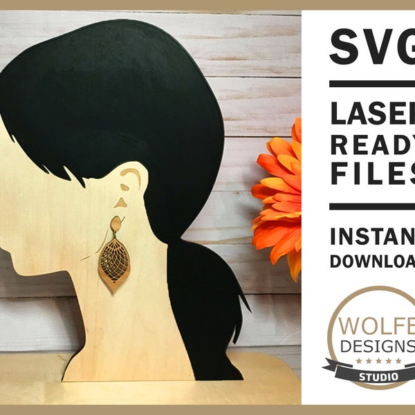 Life Size Head Model for Displaying Earrings SVG Vector PDF File Laser Glowforge