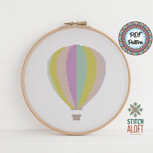 PDF Pattern: Cute Hot Air Balloon Nursery Cross Stitch