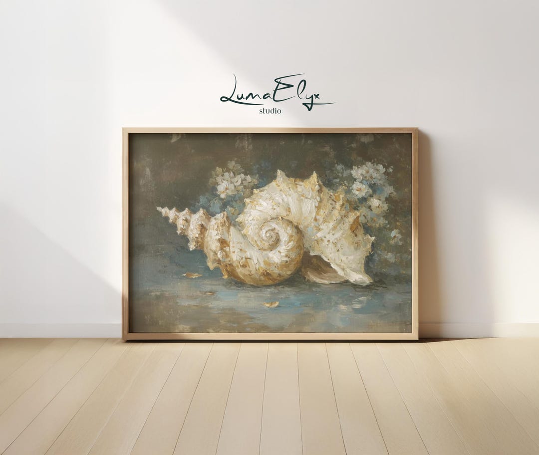 Coastal Seashell Wall Art Print, Nautical Beach House Bathroom Decor ...