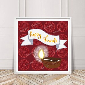 Diwali Diya Print, Printable from Original Digital Painting, Instant Download