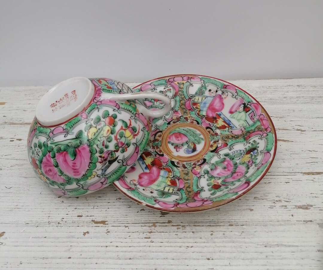 Vintage Porcelain Tea Set China, Rose Medallion Tea Set, Flower Tea Set China, Oriental Tea Set