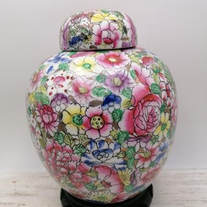 Vintage 8.2&quot;Big Thousand flowers vase, Porcelain Chinese Vase, Flowers Decor Chinese Vase, Asian Pink Floral Decoration Vase, Oriental Vase