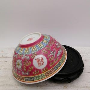 Tazón chino grande para sopa de 6.2&quot;, tazón chino para sopa, tazón chino Mun Shou, tazón rojo Mun Chou de China, tazón raro de China