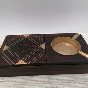 Posacenere vintage con scatola di sigarette, scatola fatta a mano, scatola rettangolare, portaoggetti in legno marrone, decorazione per la casa