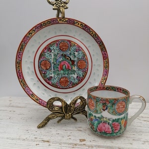 Set Coffee Chinese Porcelain, Oriental coffee set, unique coffee set, China Porcelain coffee set, Floral coffee set Chinese,Hand-painted set