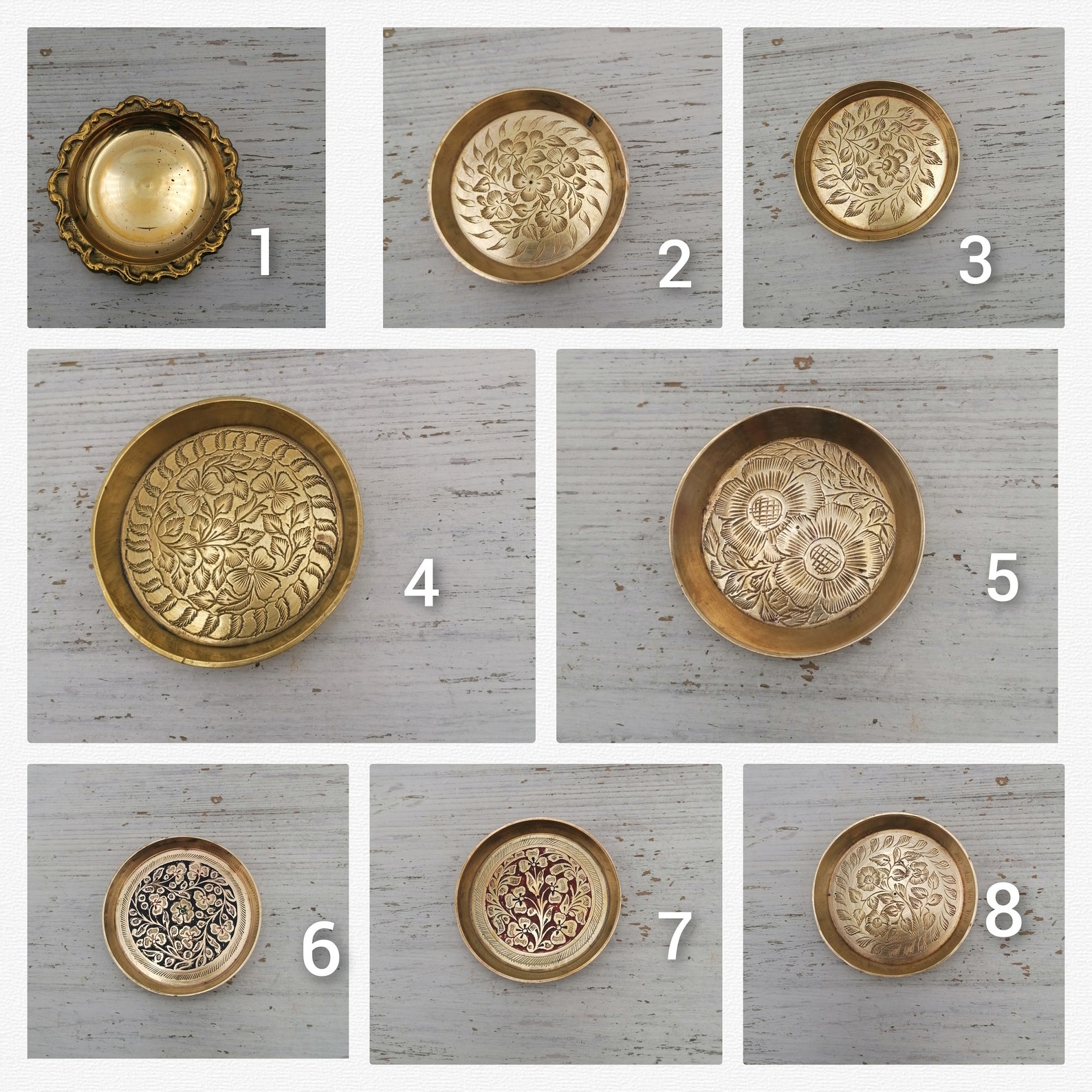 Carved Brass Indian Plates Brass Trincket Plates Home Decor Etsy