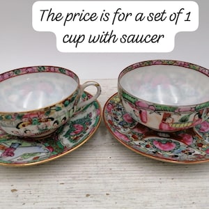 Tea set Chinese Porcelain, Oriental tea set, Rose Medallion tea set, Asian Rooster tea set, Floral tea set Chinese,Hand-painted tea set