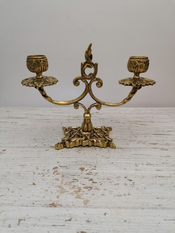Pair of Brass & Steel adjustable two arm Candleholder Pair of Brass & Steel adjustable two arm Candleholder