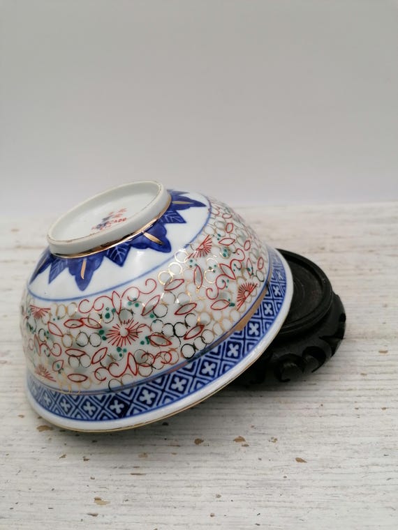 12,5 cm große chinesische Suppenschüssel, weiß und blau, chinesische Nudelsuppenschüssel, chinesische Suppenschüssel, orientalische Suppenschüssel, asiatische Küche