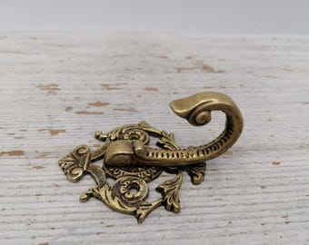 Vintage Solid Brass Wall Hook, Carved Brass Hanger, Clothes Golden Color Hanger, Towel Hook, Home Decor
