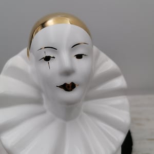 Statuette en porcelaine - Clown pierrot - Décoration vintage pour la