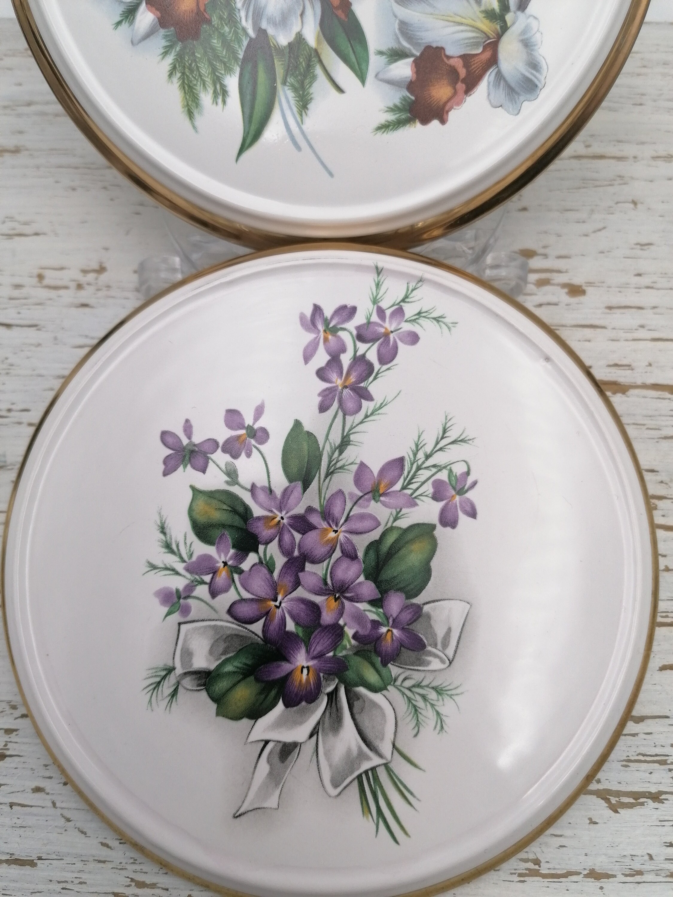 Set of 2 floral decorated plates for wall flower disign Etsy