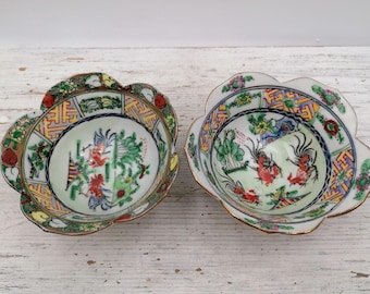 Vintage Chinese porcelain Bowl, Chinese bowl with rooster, red Rooster decor plates, unique Gift China