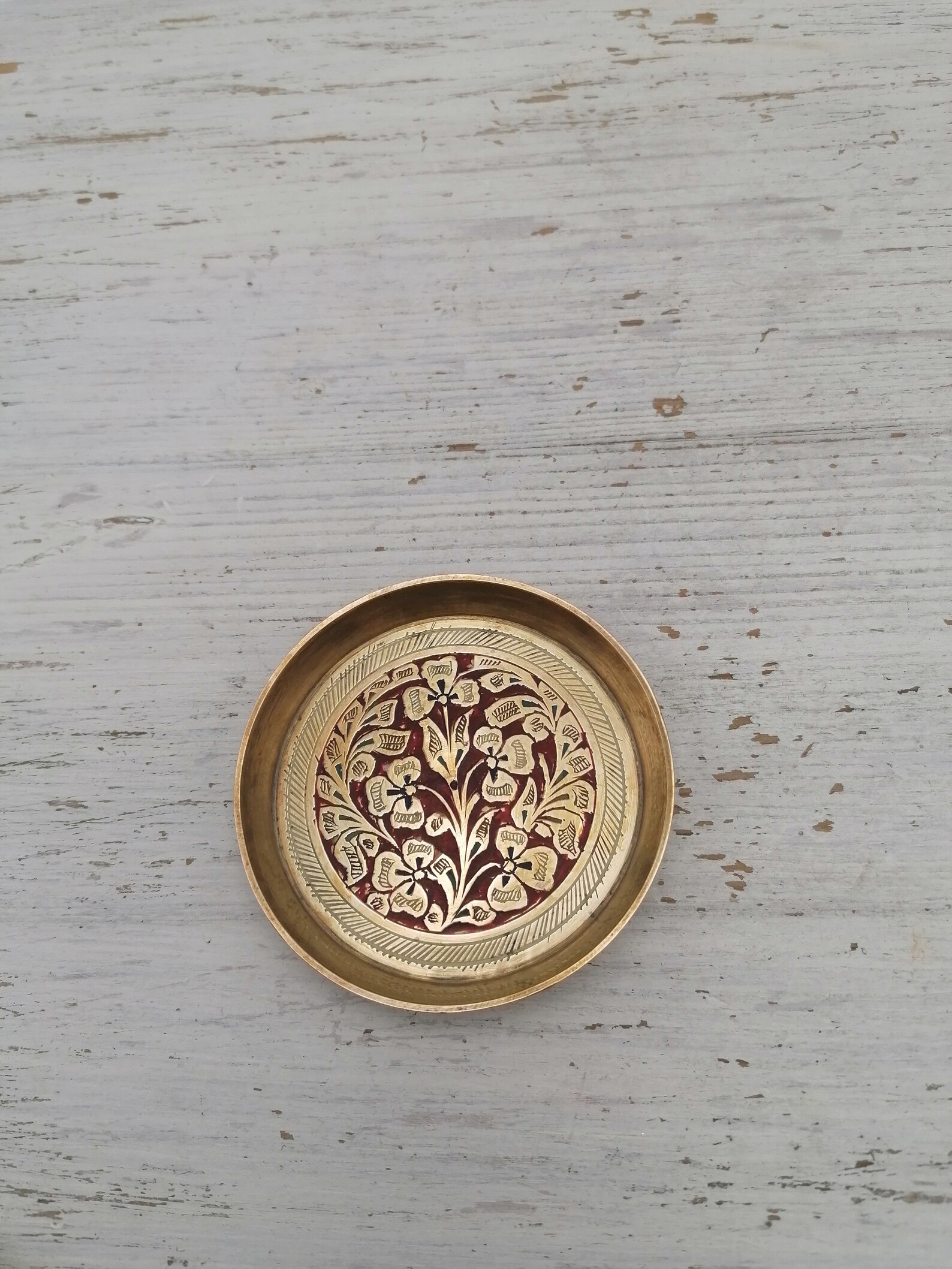 Carved Brass Indian Plates Brass Trincket Plates Home Decor Etsy