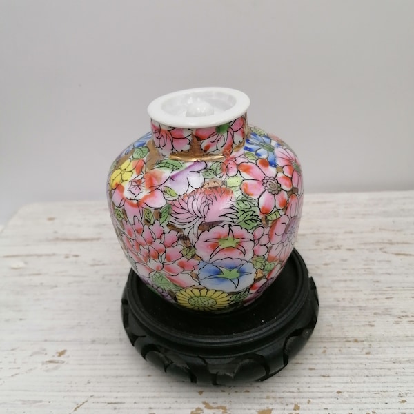 Vintage chinesische 4.0 "Blumen Dekor Vase, tausend Blumen chinesische Vase, rosa chinesische Vase, Dekoration chinesisches Glas, Wohnkultur