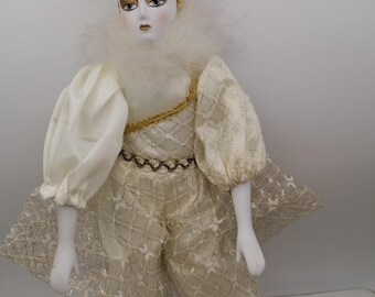 Pierrot Doll in Vintage Porcelain,vintage Pierrot Doll