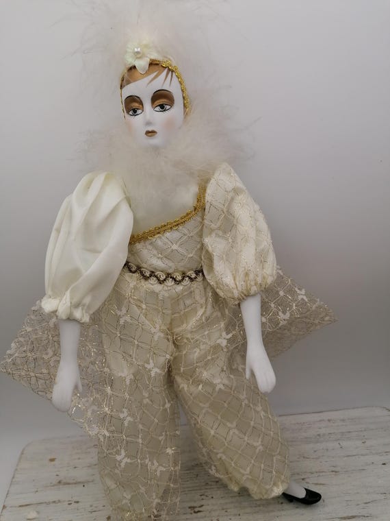 ピエロ　Pierrot dolls バラ売り可 Pierrot Doll in Vintage Porcelain,vintage Pierrot Doll