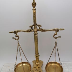 Vintage collectible scales, Rocker brass scales, Pharmacy scales,  Vintage brass fish and dragon detailed weights and scale