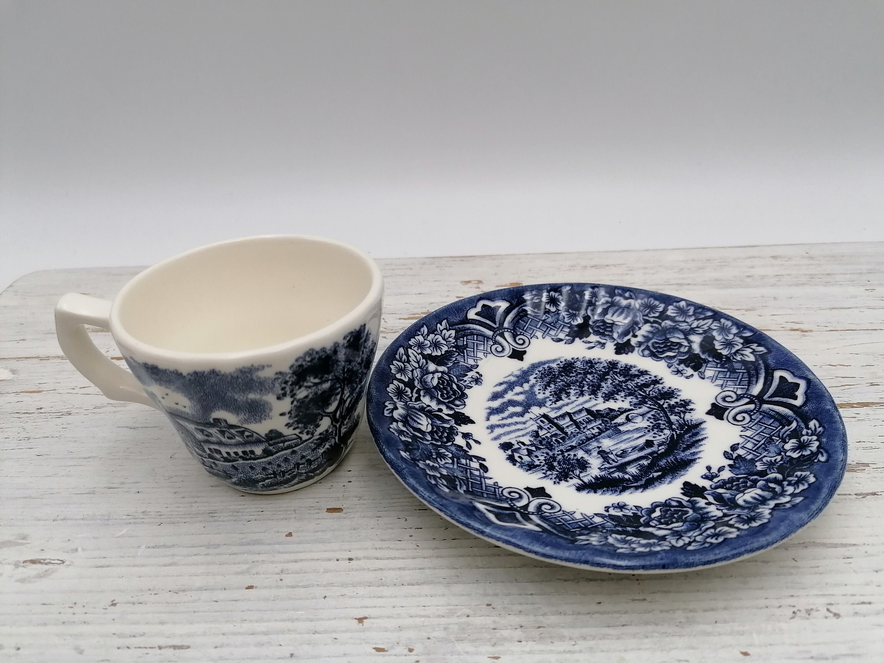 Tazza Da Tè Vintage In Porcellana Bone – Con Cucchiaio E Piattino – Elegante, Regalo In Confezione (Blu) - 3