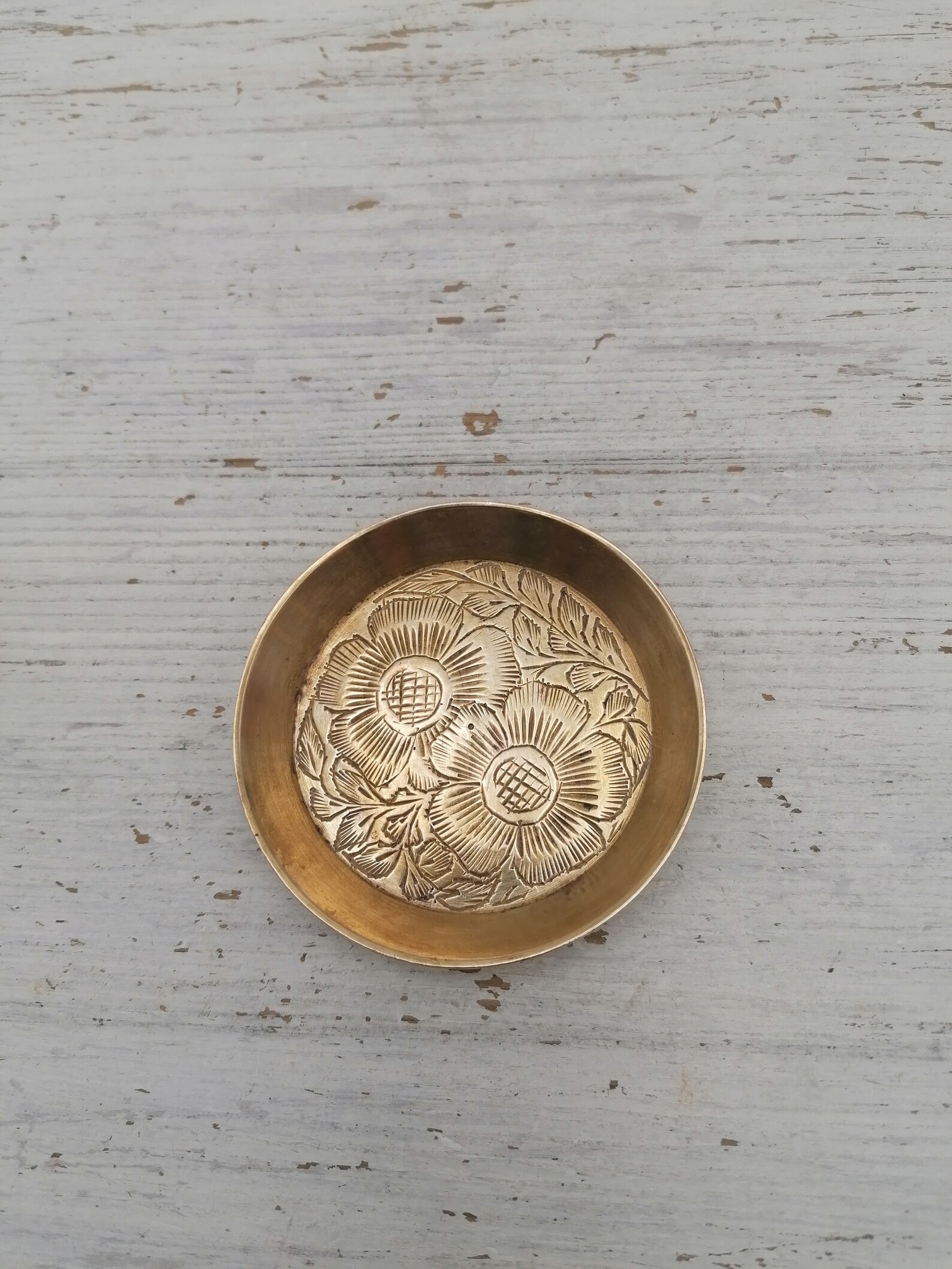 Carved Brass Indian Plates Brass Trincket Plates Home Decor Etsy