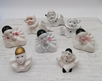 Vintage Pierrot Clown Figurines, Miniature Pierrot Harlequin Figurine , Clown Figurine, Collectible Figurines