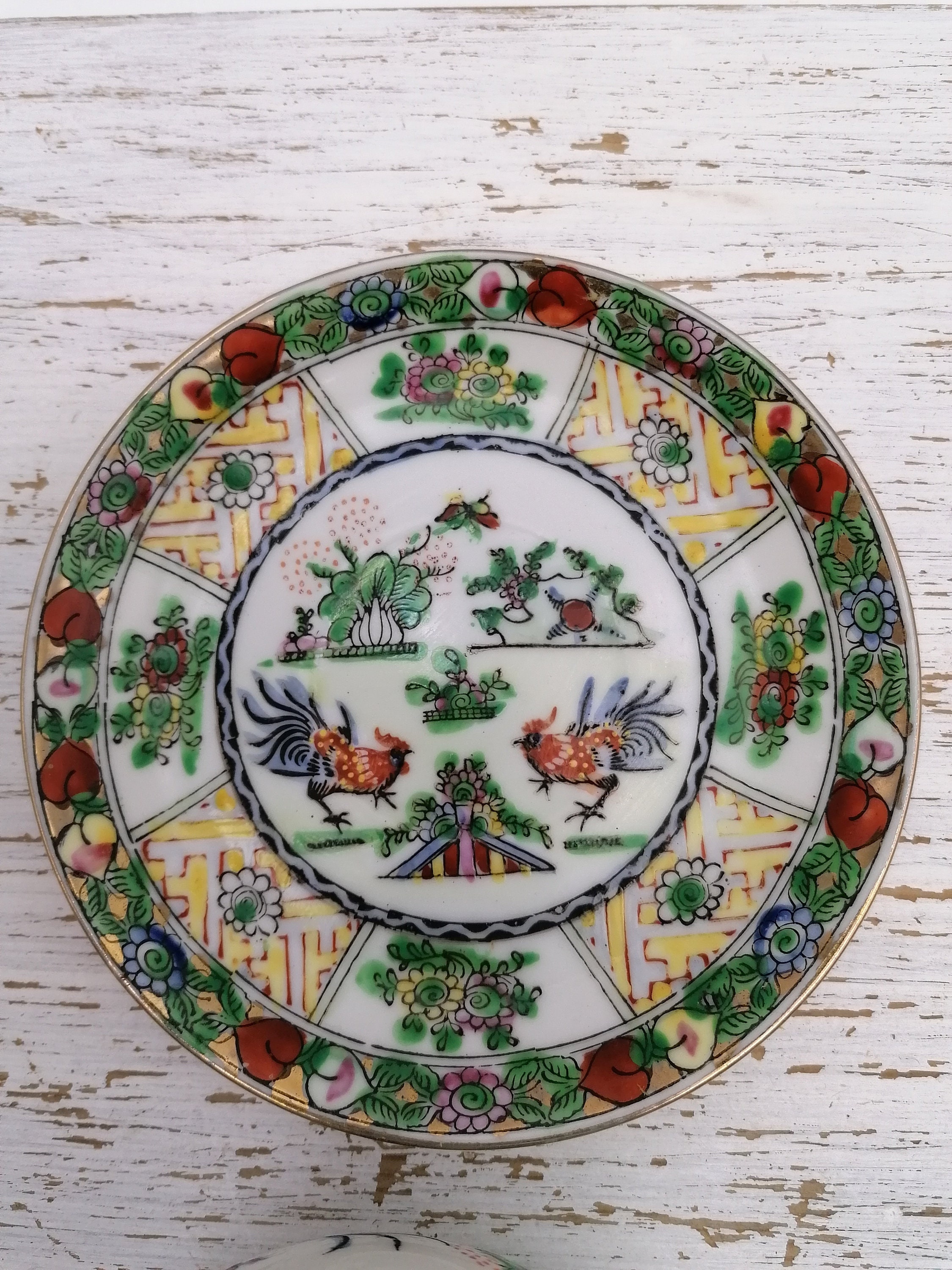 Set of Tea Cup With Saucer Red Rooster Tea Set Chinese Etsy