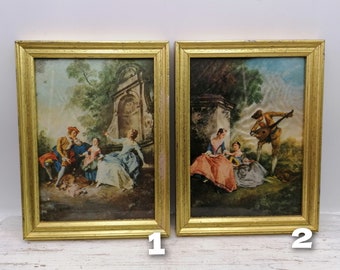 Ovfovy Confezione da 2 poster vintage con cornice in legno, stile retrò di pittura artistica da parete, poster educativo per soggiorno e classe