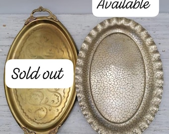 Vintage Brass oval plate,Only style 1 available,Oval Brass Tray,Rare Carved Decoration Brass Dish, Brass Decoration prate,Indian Brass Tray