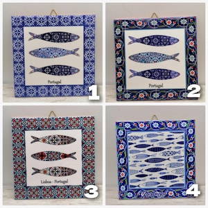 Portuguese Ceramic Tile, Portuguese Tile with sardine, Portuguese Traditional fish Decor Tile, Wall Decor from Portugal, Portuguese Shop