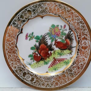 Red Rooster 6.5&quot;Chinese Porcelain Plate, Asian Plate, Oriental Porcelain, Asian Kitchenware