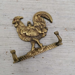 Vintage Solid Brass Wall Hook,big Hanger Carved Hanger, Clothes big Hanger,Golden Color Hanger, Towel Hook, Home Decor, hook with rooster