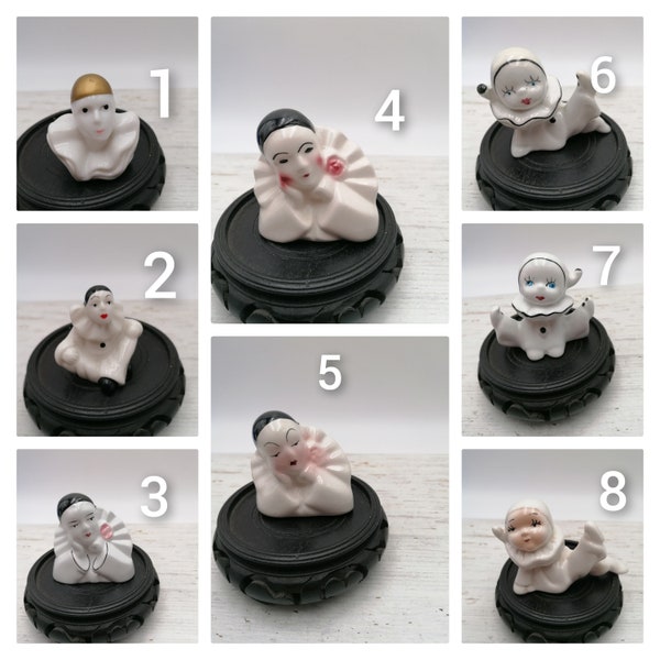 Figurines de clown Pierrot vintage, Figurine miniature Pierrot Arlequin, Figurine de clown, Figurines de collection