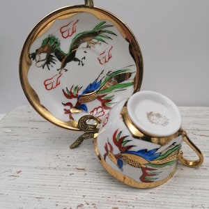 Set Tea Chinese Porcelain, Oriental tea set, unique teaset, China Porcelain tea set,Dragon coffee set Chinese,Dragon and fénix tea set