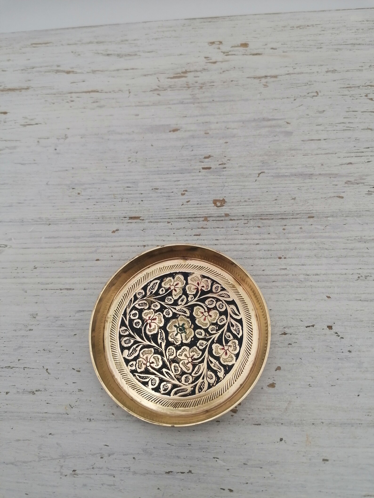 Carved Brass Indian Plates Brass Trincket Plates Home Decor Etsy