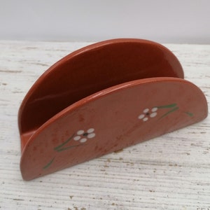 Porta tovaglioli in ceramica marrone, porta tovaglioli con decorazione floreale, porta tovaglioli, porta tovaglioli, ceramica portoghese