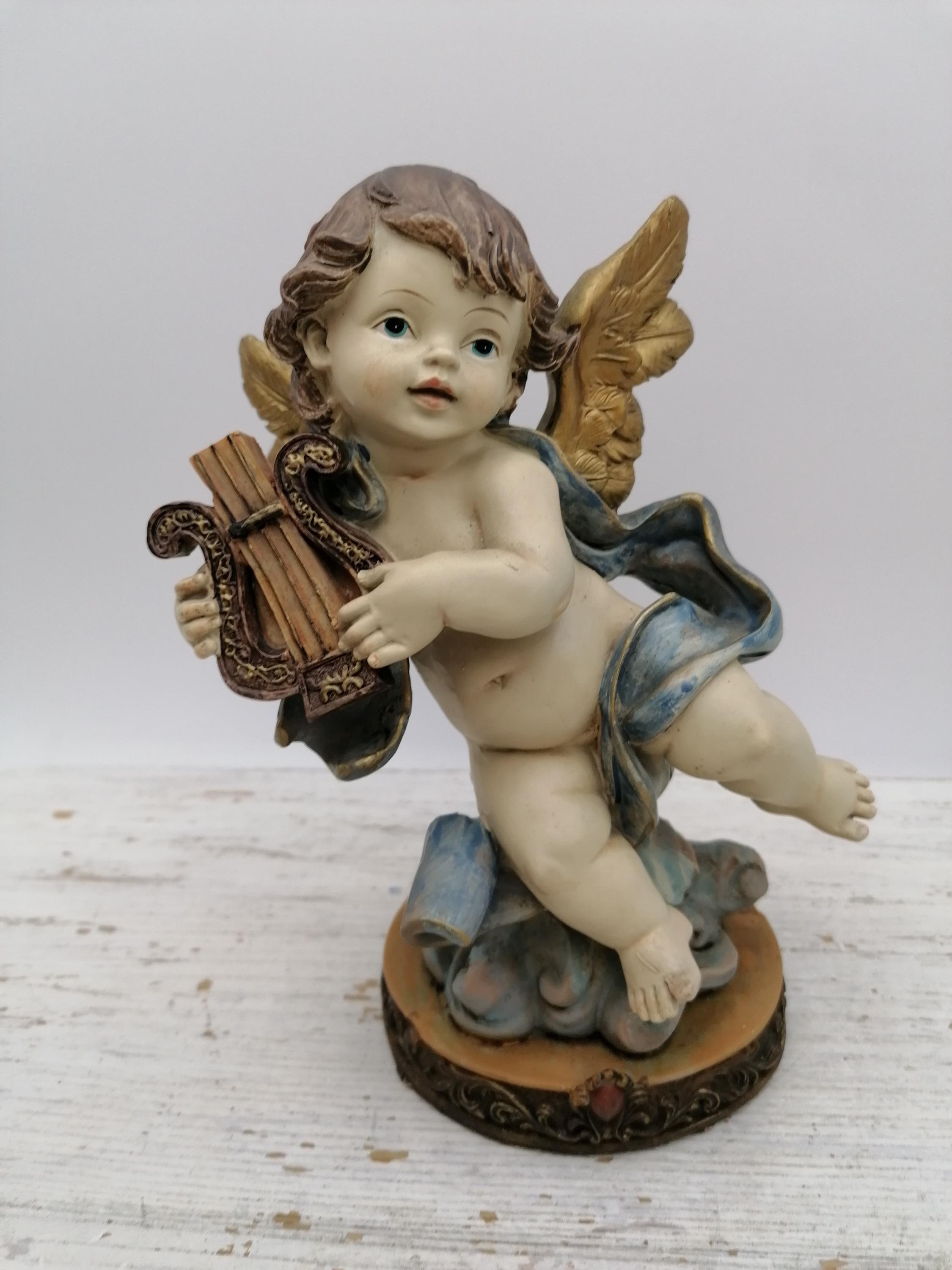 竪琴または小さなハープを持った天使の置物。 - Etsy 日本
