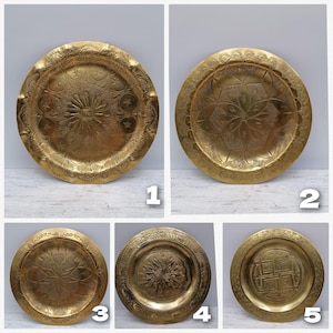Vintage messing 6,1-inch plaat, messing plaat met ornament, gesneden snuisterijplaat, gesneden messing plaat, decoratie messing plaat uit India