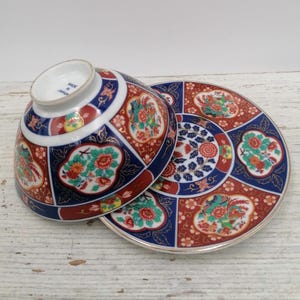 Vintage Japan set of 2 Bowl and plate, Japanese design plate,Oriental Decor plates, unique Gift Japan ,hand painted dishes