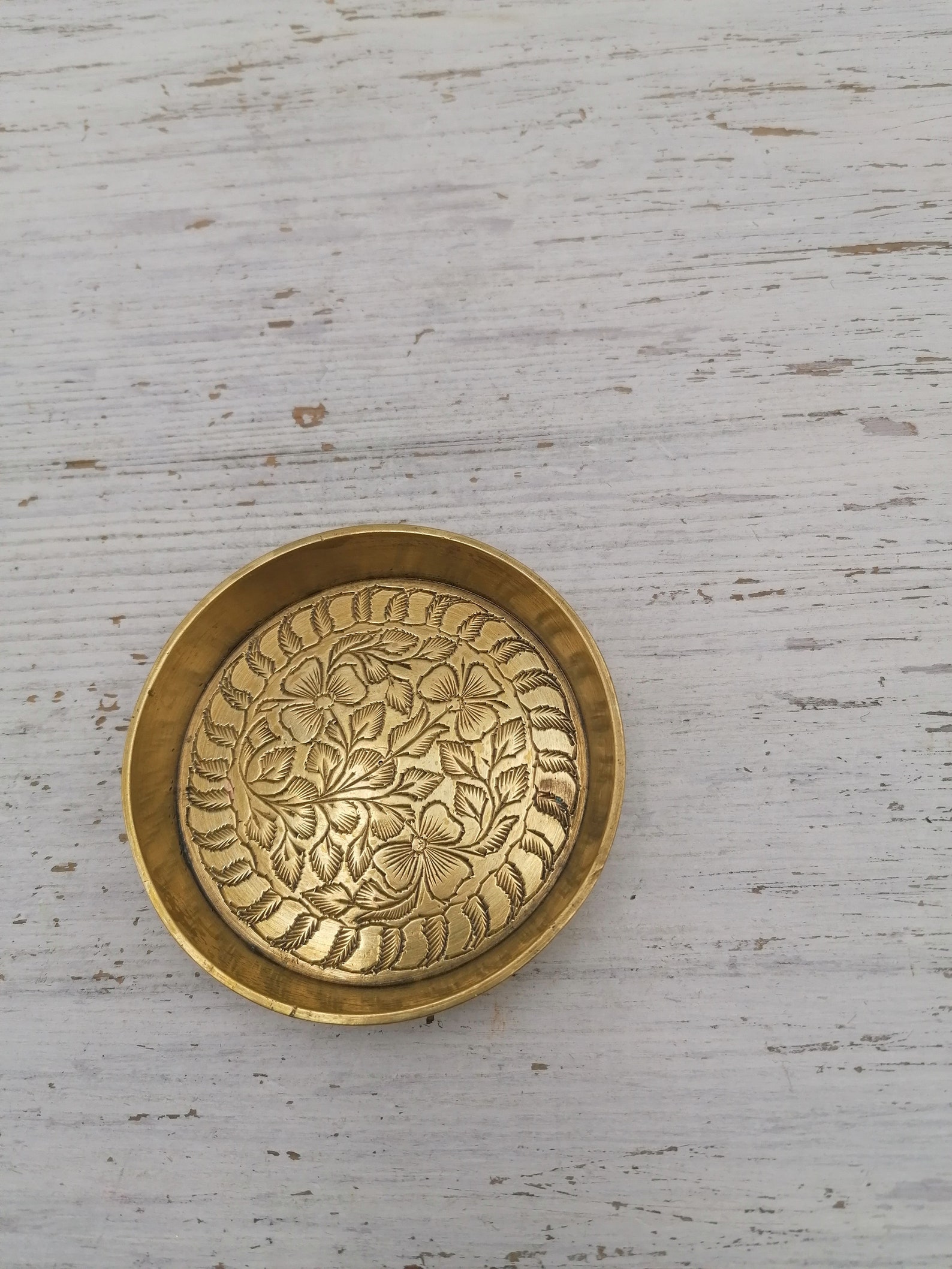 Carved Brass Indian Plates Brass Trincket Plates Home Decor Etsy