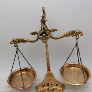 Vintage collectible scales, Rocker brass scales, Pharmacy scales,  Vintage brass fish and dragon detailed weights and scale