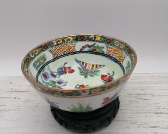 Vintage Chinese Noodle Soup Bowl, Red rooster Chinese bowl,bowl with rooster,bowl China for salad,Asian Bowl with rooster,Rooster decor bowl