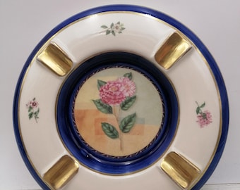 Cinzeiro vintage de porcelana de 18 cm, cinzeiro para 4 cigarros, cinzeiro com decoração floral, cinzeiro colecionável, cinzeiro grande e exclusivo, cinzeiro decorativo Portugal