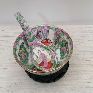 2er-Set chinesische Suppenschüssel und Löffel, chinesische Nudelsuppenschüssel und Löffel, chinesischer Löffel, orientalisches Suppenset, asiatische Schüssel mit Löffel