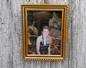 Vintage Italy Small Wooden Frame, Small Wall Picture Frame, Picture Frame with gold Decor, antique decor for home, small decoration Frame