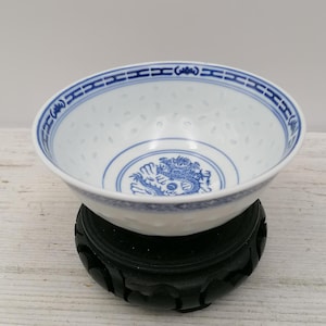 Cuenco chino para sopa de 5&quot;, cuenco chino azul y blanco, cocina oriental, platos chinos, platos orientales