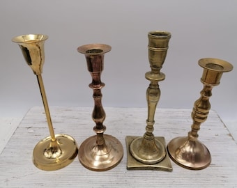 Brass Candlestick, Vintage Brass Candle Holder, Candlestick with Round Base,  Golden Color Candle Stick, Home Decor
