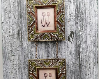Set of 2 metal Square Frame, Vintage Picture Frame,set of 2 Small Decor Photo Frame, Mini decoration Frame,  Decor for home