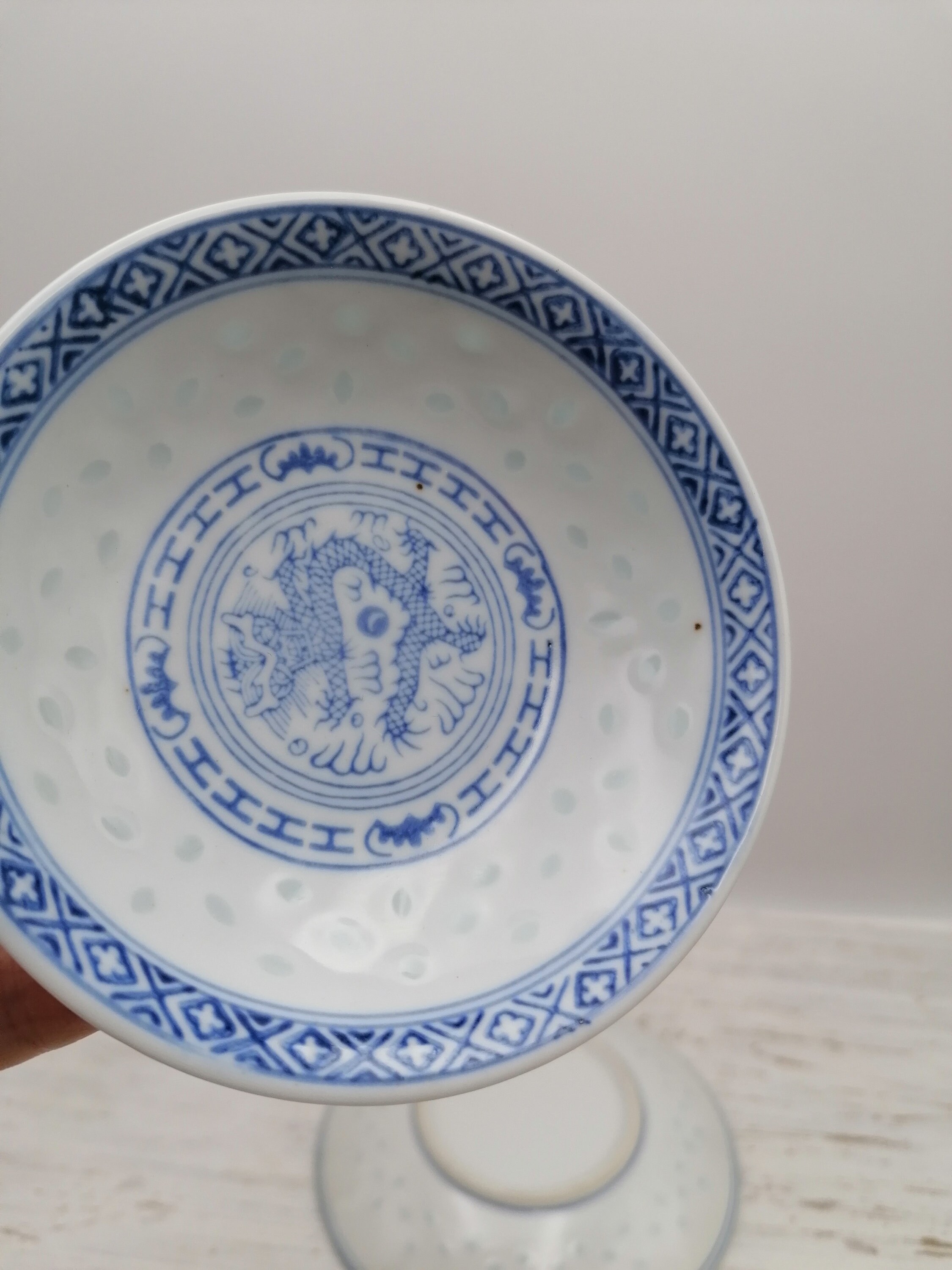 Vintage Set of 2 Chinese Dishes, Set Oriental Dishes, Blue