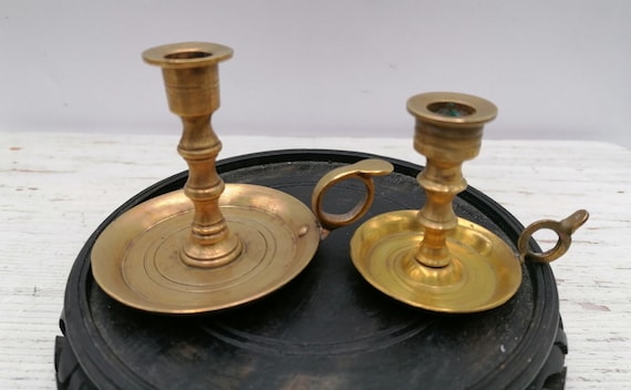 Set of 2 Small Brass Candlestick, Gold Colour Candle Holder,small